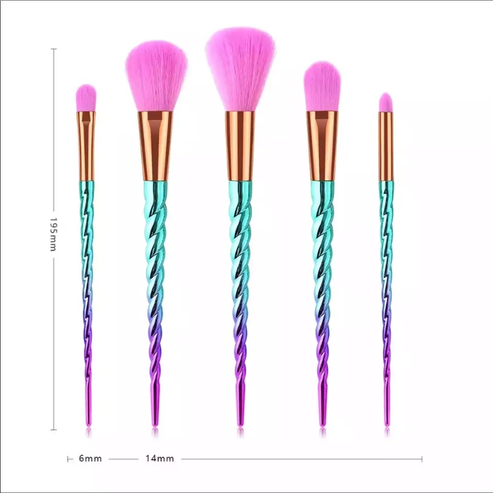 Pink ombré unicorn makeup brushes - Picture 4 of 6